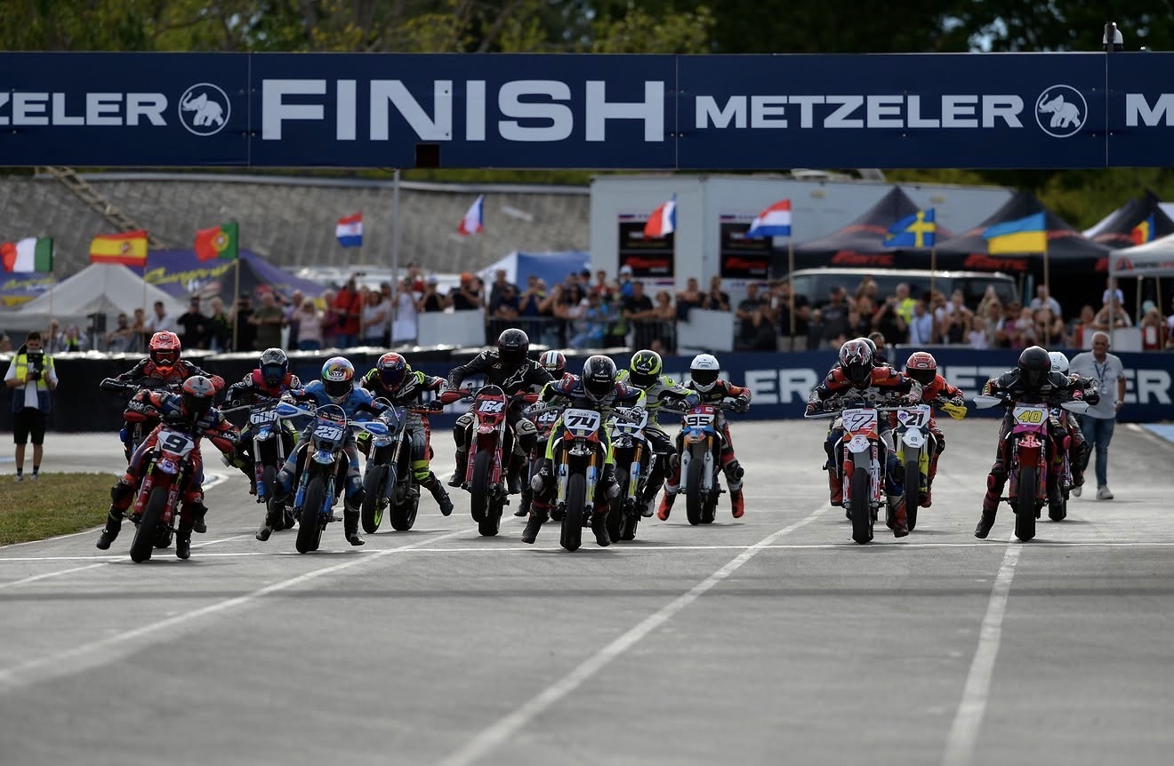 Supermoto racing on the track
