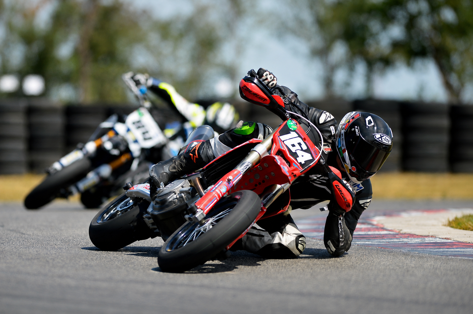 Gergő Kardos competing in a Supermoto race